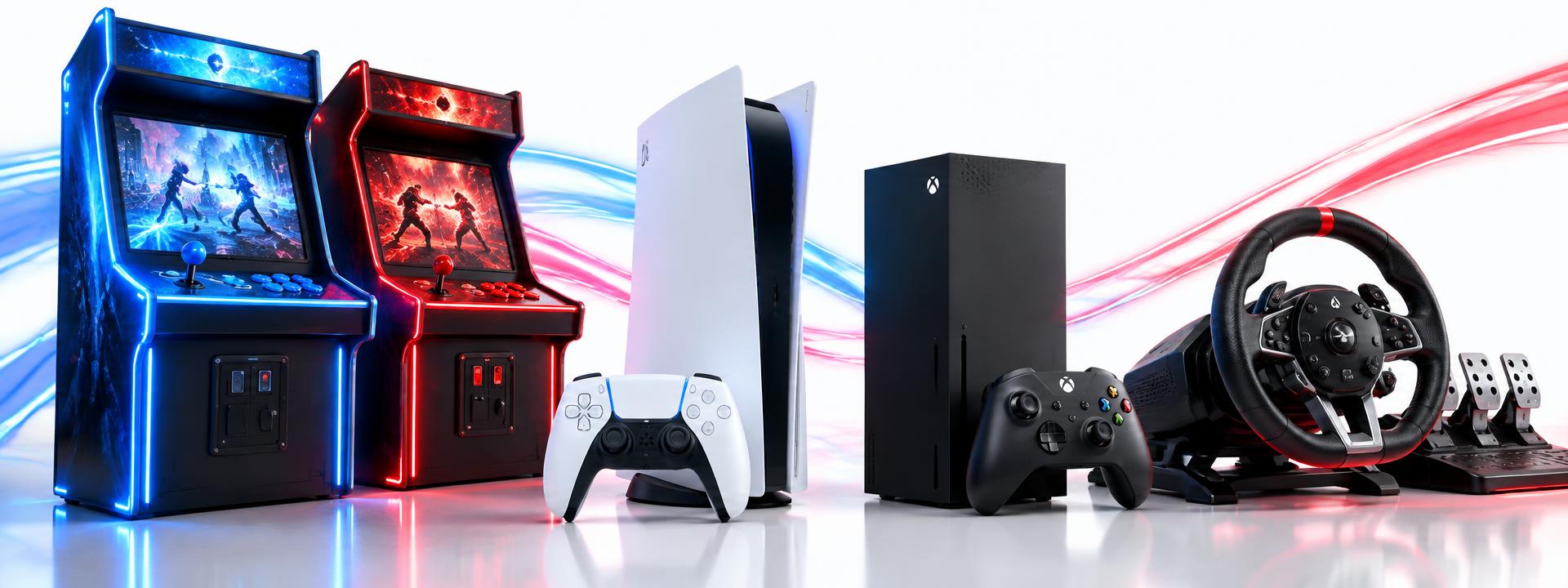 Arcade machines, consoles and racing setups